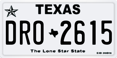 TX license plate DRO2615