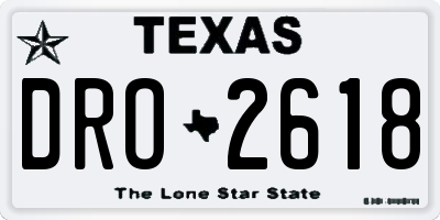 TX license plate DRO2618
