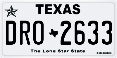 TX license plate DRO2633