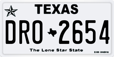 TX license plate DRO2654