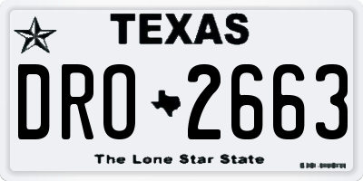 TX license plate DRO2663