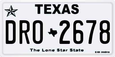 TX license plate DRO2678