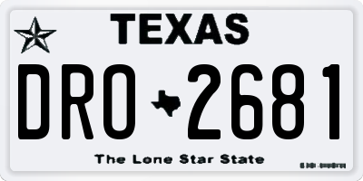TX license plate DRO2681