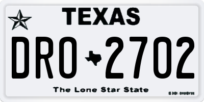 TX license plate DRO2702