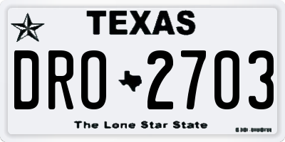 TX license plate DRO2703