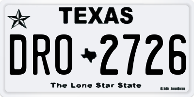 TX license plate DRO2726