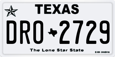TX license plate DRO2729