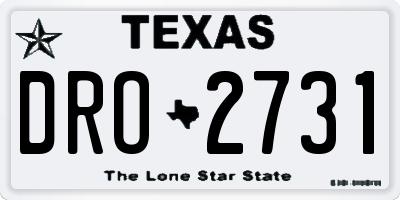 TX license plate DRO2731