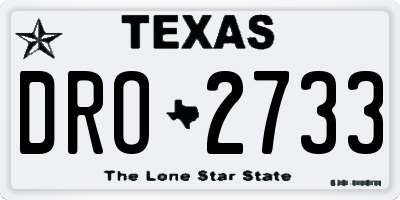 TX license plate DRO2733