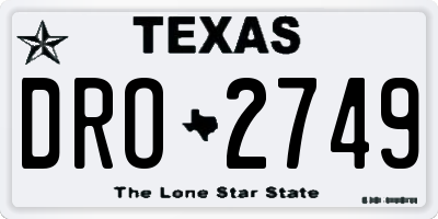 TX license plate DRO2749