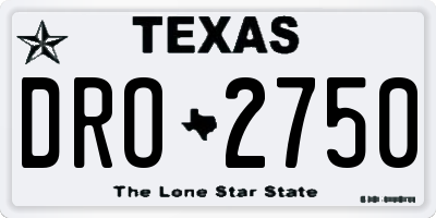 TX license plate DRO2750