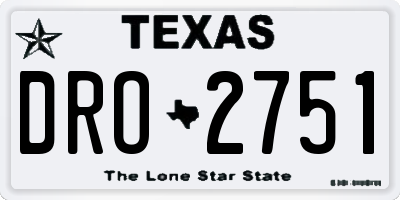 TX license plate DRO2751
