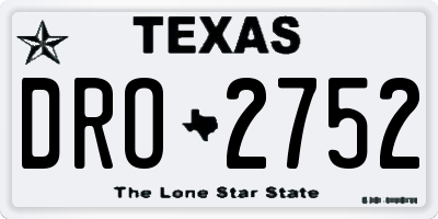 TX license plate DRO2752
