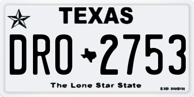 TX license plate DRO2753