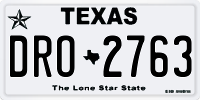 TX license plate DRO2763