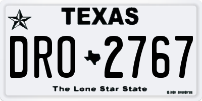 TX license plate DRO2767