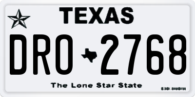 TX license plate DRO2768
