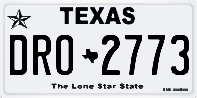 TX license plate DRO2773