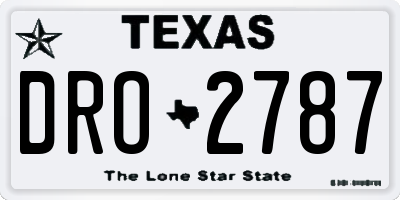 TX license plate DRO2787