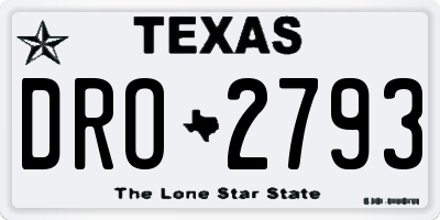 TX license plate DRO2793