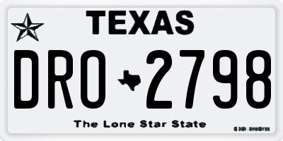 TX license plate DRO2798
