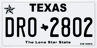 TX license plate DRO2802