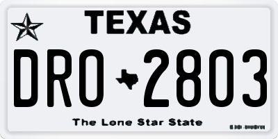 TX license plate DRO2803