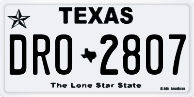 TX license plate DRO2807