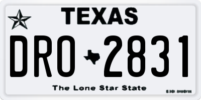 TX license plate DRO2831