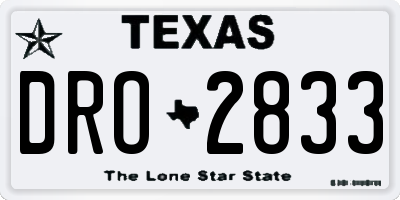 TX license plate DRO2833