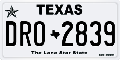 TX license plate DRO2839