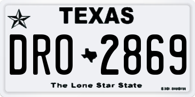 TX license plate DRO2869