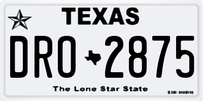 TX license plate DRO2875