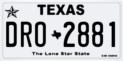 TX license plate DRO2881