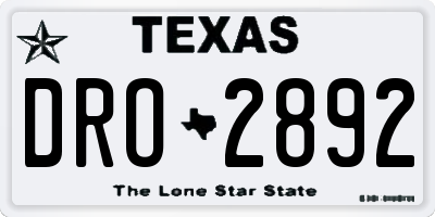 TX license plate DRO2892