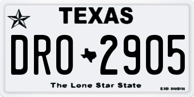 TX license plate DRO2905
