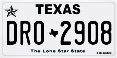 TX license plate DRO2908