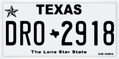 TX license plate DRO2918