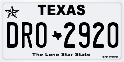 TX license plate DRO2920