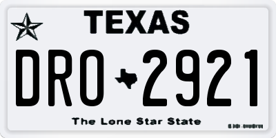 TX license plate DRO2921