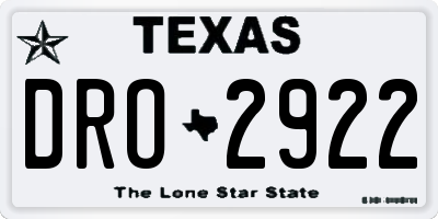 TX license plate DRO2922