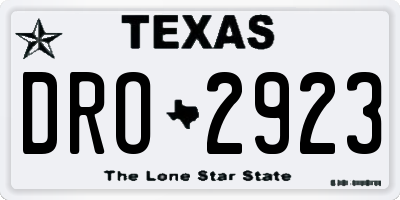 TX license plate DRO2923