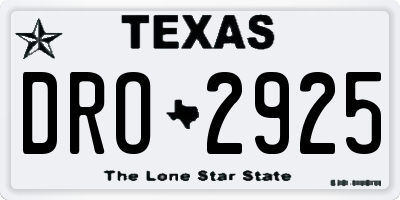 TX license plate DRO2925