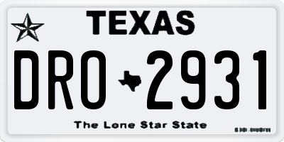 TX license plate DRO2931