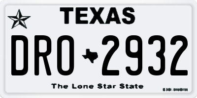 TX license plate DRO2932