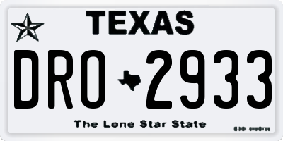TX license plate DRO2933