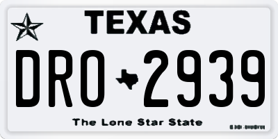TX license plate DRO2939