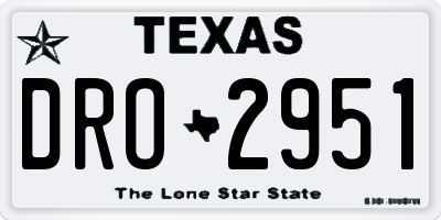 TX license plate DRO2951