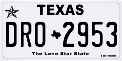 TX license plate DRO2953