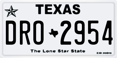 TX license plate DRO2954